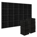24Pcs 25x25x5cm Studio Acoustic Soundproof Foam Pyramid Noise Insulation Sound Absorption Treatment Panels 12Black 12Blue