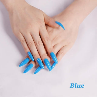 Buy slate-blue 24/100Pcs Candy Color False Nail Tips Full Cover Matte Acrylic