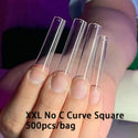 240pcs 3XL Long Flat Square No C Curve Nail Tips Half Cover Artificial