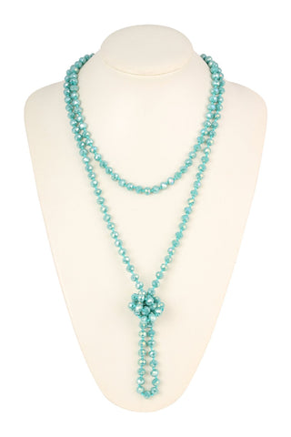 Buy iridescent-turquoise 8mm Longline Hand Knotted Necklace
