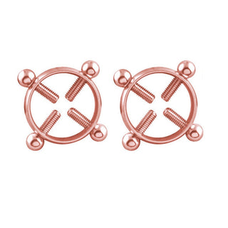 Buy rose-gold 1 Pair 2 Pcs Stainless Steel Round Non Piercing Nipple Ring