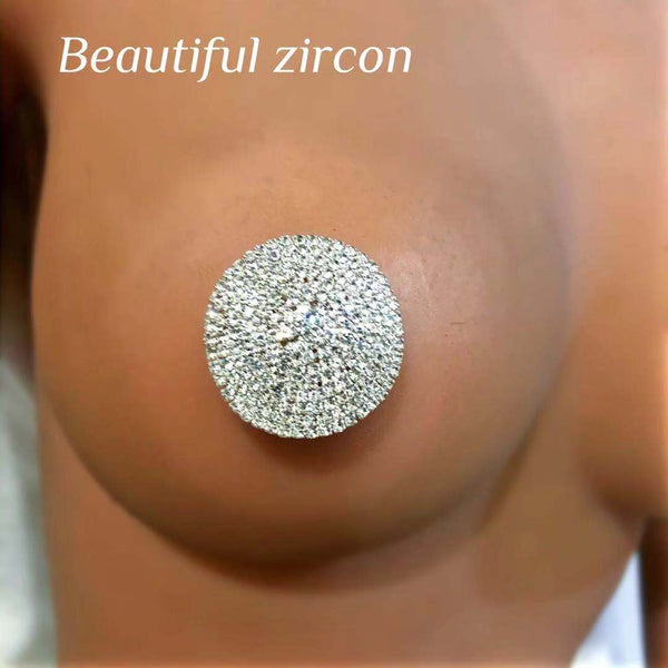 2pcs luxury Crystal Rhinestone round tassel chest petal sexy nipple