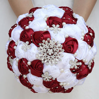 Buy 24cm-dark-red Rhinestone Bridal Bouquets