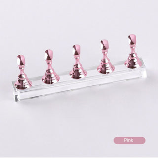 Buy pink 5pcs/Set Nail Practice Base Fake Nails Showing Stand Clay Finished Nail Art Finger Rest Nail Tip Seat Magnetic Nail Holder