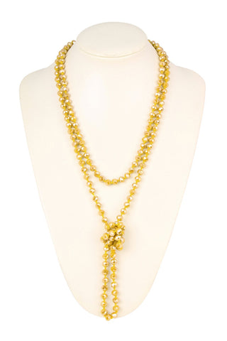 Buy mustard 8mm Longline Hand Knotted Necklace