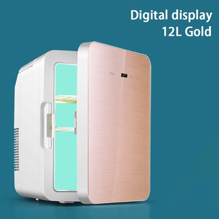 Buy gold 12L Portable Mini Refrigerator Student Dormitory Heating and Cooling Cosmetics Car Home Dual-Use Refrigeration and Preservation