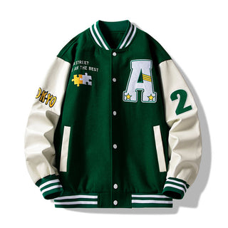 Buy green 2023 Varsity Letterman Jacket Custom Winter New Design Fleece Jacket Men Quality Outdoor Jackets