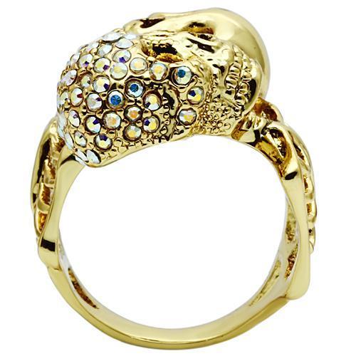 3W007 - Gold White Metal Ring with Top Grade Crystal  in Aurora