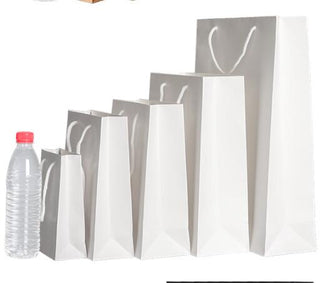 Buy white 13x6x19cm 5pcs Kraft Gift Paper Bag Custom Clothing Shopping Bag With Handle Small White Paper Bag Black Jewelry Packing Bag