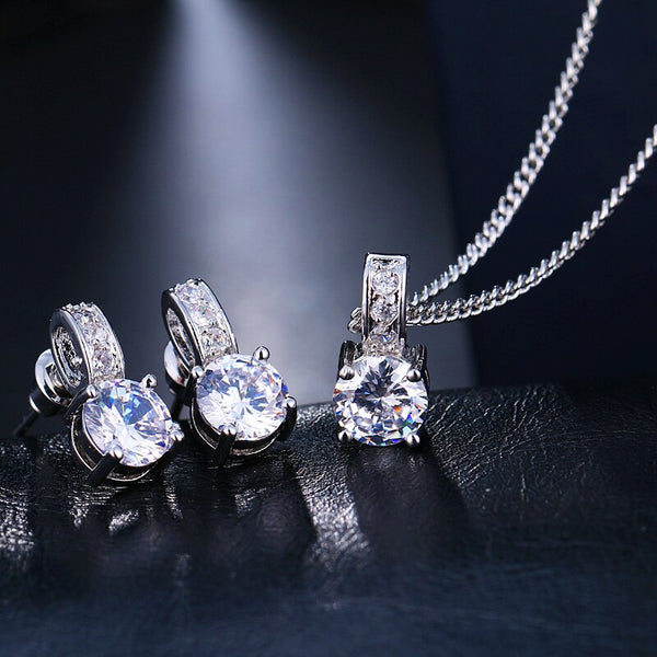 Emmaya Bridal Jewelry Sets Female Jewellery With Zircon Set of Earrings Pendant Necklaces Gift Party for Woman