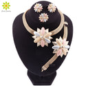 Fashion Bridal Wedding Necklace Earrings Bracelet Ring Set for Brides Party Accessories Flowers Costume Decoration Gifts Women
