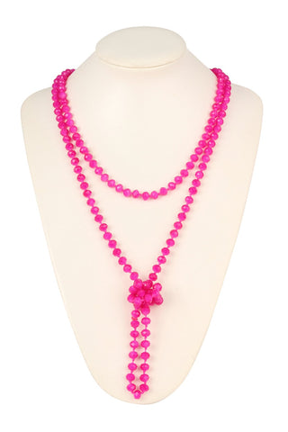 Buy hot-pink 8mm Longline Hand Knotted Necklace