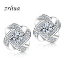 ZRHUA Original 925 Sterling Silver Jewelry Sets Stylish Pendant Necklace Earrings Set for Women Female CZ Christmas Gift