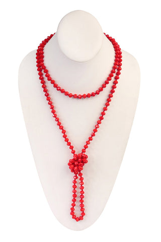 Buy red 8mm Longline Hand Knotted Necklace