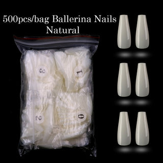 Buy 4 500pcs Colorful  False Nails Long Ballerina Coffin Shape UV Shiny