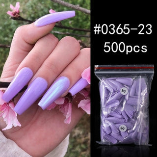 Buy 27 500pcs Colorful  False Nails Long Ballerina Coffin Shape UV Shiny