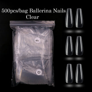 Buy 20 500pcs Colorful  False Nails Long Ballerina Coffin Shape UV Shiny