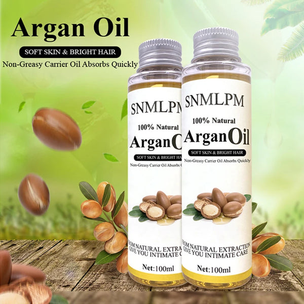 100% Pure Organic Moroccan Argan Oil for Hair, Skin, Nails, Cuticles, Face, Beards Cold Pressed, Unscented Soft Skin Bright Hair