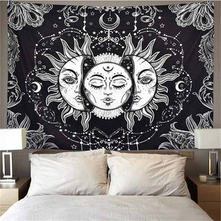 Buy picture-7 Skull Meditation Trippy Tapestry Wall Hanging Home Room Decor Carpet Boho Lil Cat Peep Astrology Hippie Witchcraft Tapiz Mandala