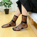 10 Pairs Women Socks Spring Summer Harajuku Maple Leaves Stars Dots Breathable Funny Transparent Silk Socks Casual Ankle Socks