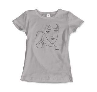Buy silver Pablo Picasso Peace (Dove and Face) Artwork T-Shirt
