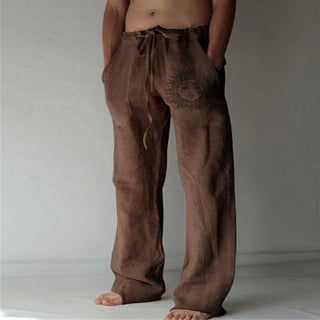 Buy color14 Soft Linen Pants Mid Waist Pocket Pants