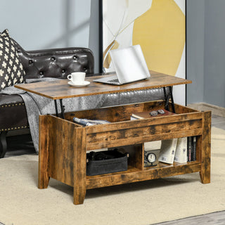 HOMCOM Lift Top Coffee Table with Hidden Storage Compartment and Open