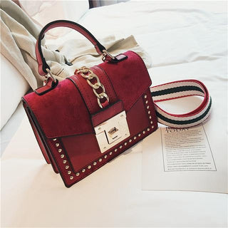 Buy red-m1901-29 Luxury Small Cross Body Chain Rivet Handbag