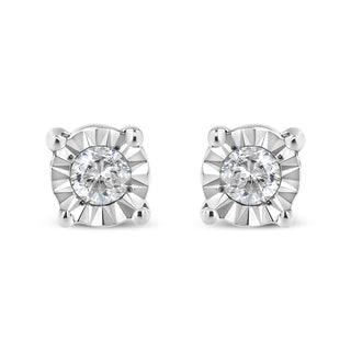 .925 Sterling Silver 1/10 Cttw Round Brilliant-Cut Diamond Miracle-Set Stud Earrings