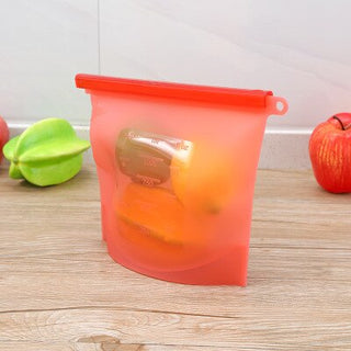 Buy red 1000ml Silicone Food Bag Reusable Ziplock