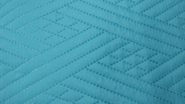 Solid Turquoise Teal Blue Thin & Lightweight Reversible Quilted Coverlet Bedspread Set (LH3000)
