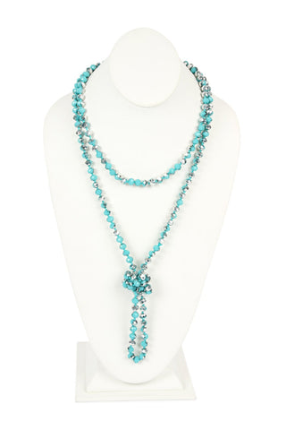 Buy turquoise-silver 8mm Longline Hand Knotted Necklace