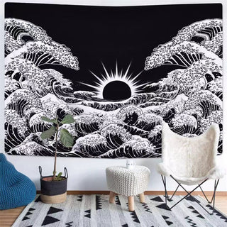 Buy picture-9 Skull Meditation Trippy Tapestry Wall Hanging Home Room Decor Carpet Boho Lil Cat Peep Astrology Hippie Witchcraft Tapiz Mandala