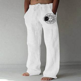Buy color4 Soft Linen Pants Mid Waist Pocket Pants