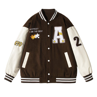 Buy brown 2023 Varsity Letterman Jacket Custom Winter New Design Fleece Jacket Men Quality Outdoor Jackets