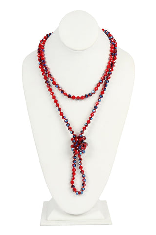 Buy red-blue 8mm Longline Hand Knotted Necklace
