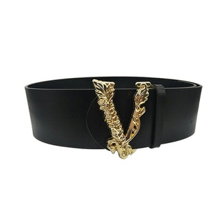 Buy black 7cm Top Quality Women Belt Luxury Gold V Buckle Female Genuine Leather