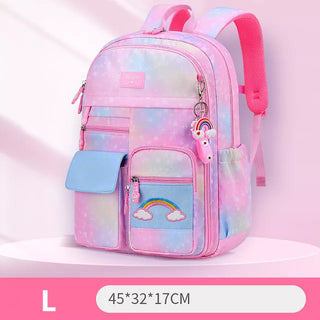 Buy l-pink 2022 New Primary School Backpack Cute Colorful Bags for Girls Princess School Bags Waterproof Children Rainbow Series Schoolbags