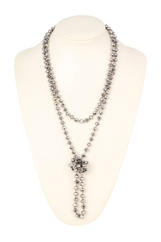 Buy silver 8mm Longline Hand Knotted Necklace
