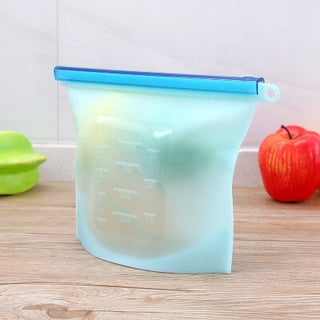 Buy blue 1000ml Silicone Food Bag Reusable Ziplock