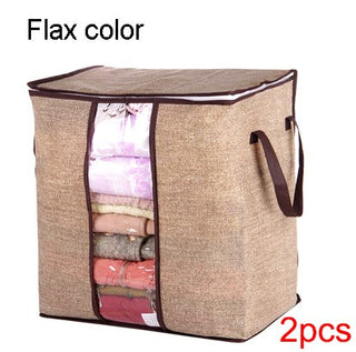 Buy flax-color-2pcs Non-Woven Portable Clothes Storage Bag