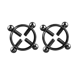 Buy black 1 Pair 2 Pcs Stainless Steel Round Non Piercing Nipple Ring