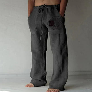 Buy color2 Soft Linen Pants Mid Waist Pocket Pants