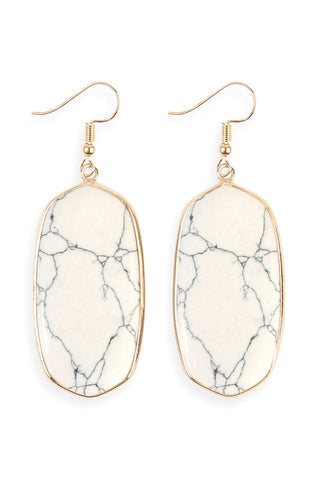 Buy white Natural Oval Stone Earrings