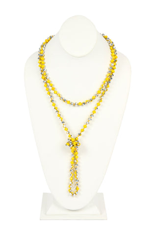 Buy yellow-silver 8mm Longline Hand Knotted Necklace