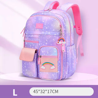 Buy l-purple 2022 New Primary School Backpack Cute Colorful Bags for Girls Princess School Bags Waterproof Children Rainbow Series Schoolbags