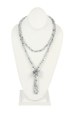 Buy gray-natural 8mm Longline Hand Knotted Necklace