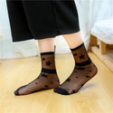 10 Pairs Women Socks Spring Summer Harajuku Maple Leaves Stars Dots Breathable Funny Transparent Silk Socks Casual Ankle Socks