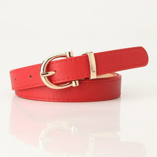Buy red color square buckle decorative belt fashion casual