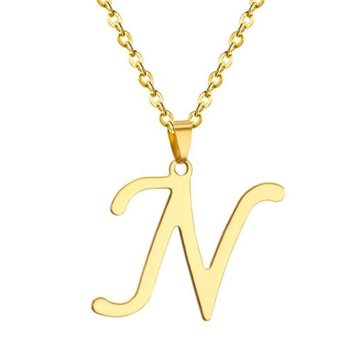 ASONSTEEL 26 Letter A Z Necklaces Stainless Steel Gold/Silver Color